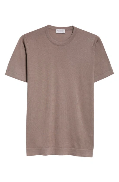 Shop John Smedley Lorca Crewneck T-shirt In Beige Musk