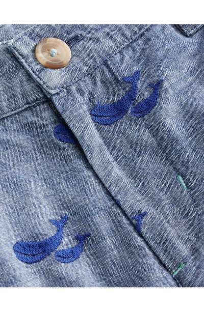 Shop Mini Boden Kids' Whale Embroidered Cotton Chino Shorts In Whale Embroidery
