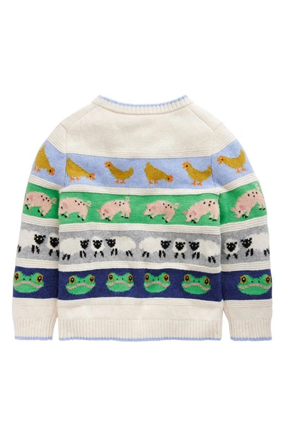 Shop Mini Boden Kids' Farm Animals Crewneck Sweater In Easter Farm Animals