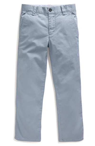 Shop Mini Boden Kids' Flat Front Stretch Cotton Chinos In Pebble Blue