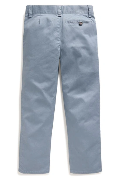Shop Mini Boden Kids' Flat Front Stretch Cotton Chinos In Pebble Blue