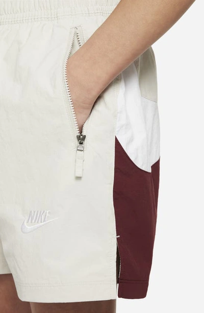 Shop Nike Kids' Amplify Nylon Athletic Shorts In Dark Team Red/ Bone/ White