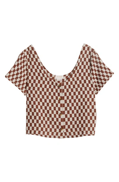 Shop Brixton Mykonos Check Cotton Button-up Shirt In Sepia