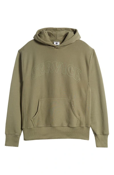 Shop Service Works Arch Logo Organic Cotton Graphic Hoodie In Olive