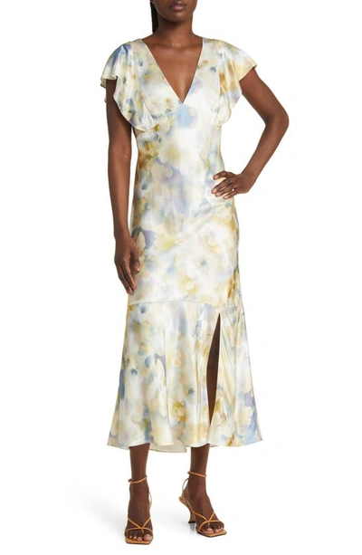 Shop Rails Dina Flutter Sleeve Midi Dress In Diffused Blossom