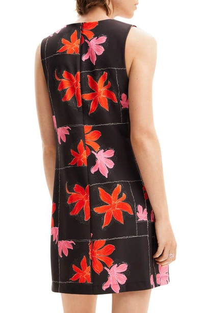 Shop Desigual Floral Shift Minidress In Black