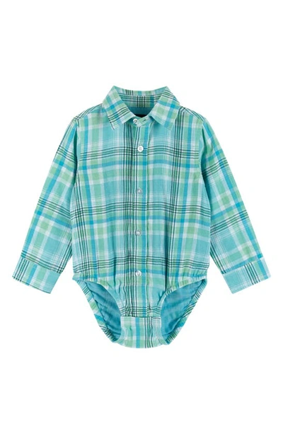 Shop Andy & Evan Plaid Button-up Bodysuit, Sweater Vest, Bow Tie & Pants Set In Green Plaid