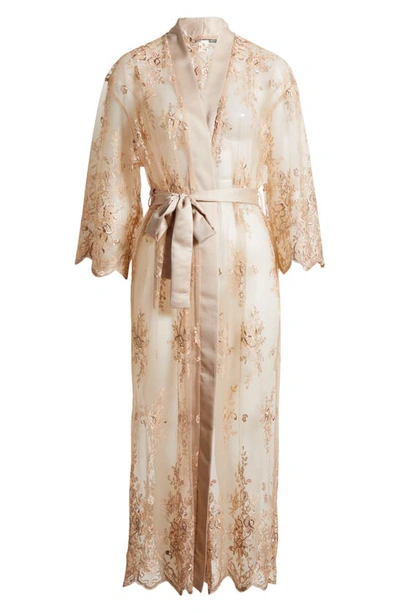 Shop Rya Collection Darling Sheer Lace Robe In Latte