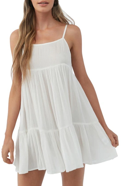 Shop O'neill Rilee Crinkle Tiered Cover-up Dress In Vanilla