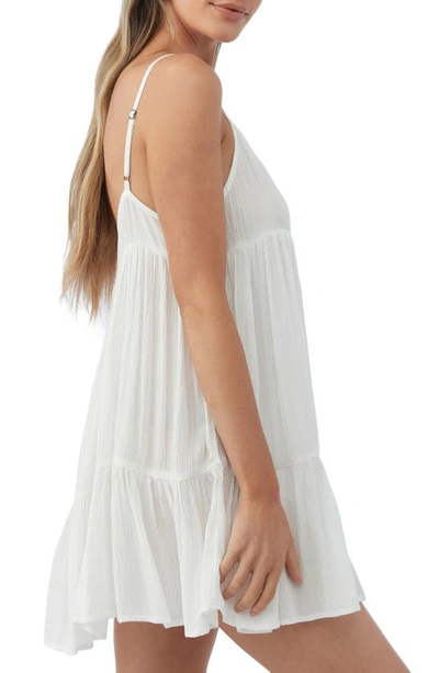 Shop O'neill Rilee Crinkle Tiered Cover-up Dress In Vanilla