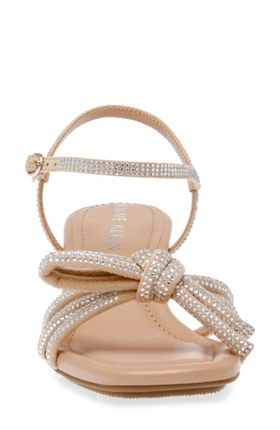 Shop Anne Klein Keilly Crystal Ankle Strap Sandal In Clear Crystal/ Beige