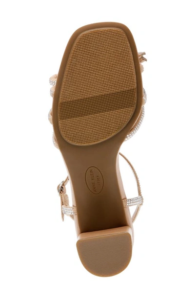 Shop Anne Klein Keilly Crystal Ankle Strap Sandal In Clear Crystal/ Beige