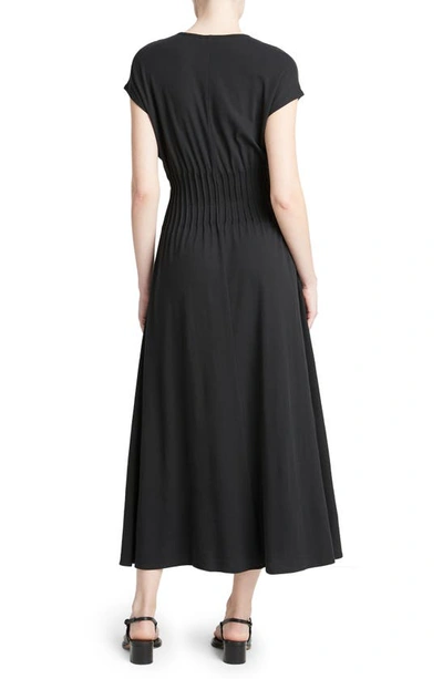 Shop Vince Pintuck V-neck Maxi Dress In Black