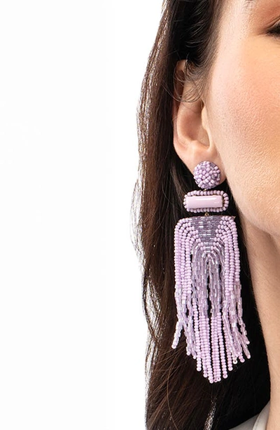 Shop Deepa Gurnani Jody Beaded Tassel Earrings In Lavender