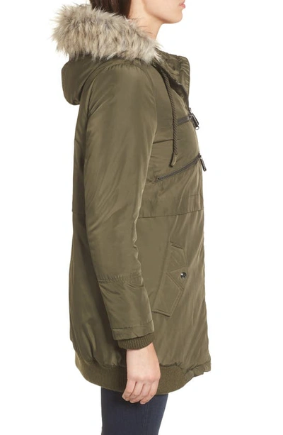 Sam Edelman Berber Parka With Faux Fur In Loden