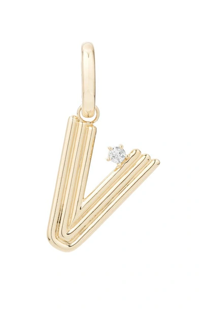 Shop Adina Reyter Groovy Initial Diamond Pendant Charm In Yellow Gold - V