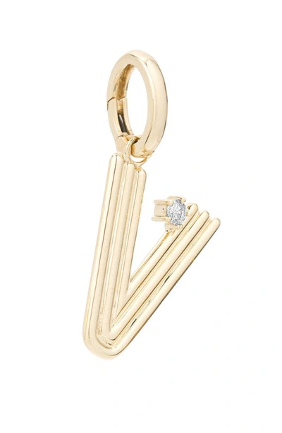 Shop Adina Reyter Groovy Initial Diamond Pendant Charm In Yellow Gold - V