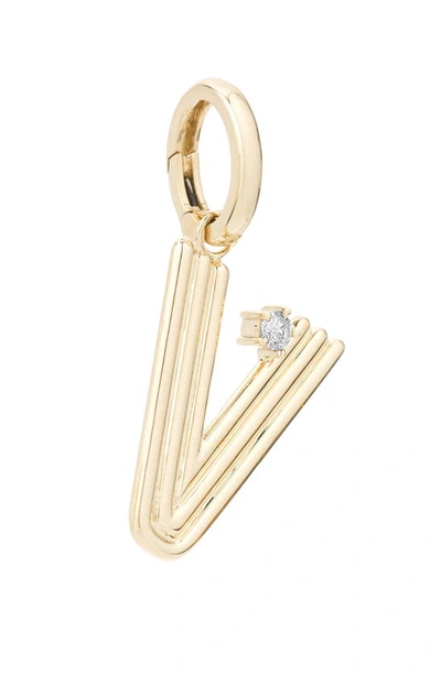 Adina Reyter Groovy Initial Diamond Pendant Charm In Yellow Gold - V