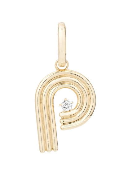 Shop Adina Reyter Groovy Initial Diamond Pendant Charm In Yellow Gold - P