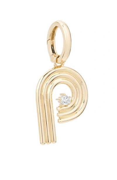 Shop Adina Reyter Groovy Initial Diamond Pendant Charm In Yellow Gold - P