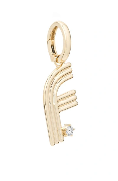 Shop Adina Reyter Groovy Initial Diamond Pendant Charm In Yellow Gold - F