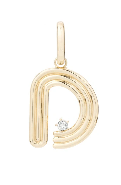 Shop Adina Reyter Groovy Initial Diamond Pendant Charm In Yellow Gold - D
