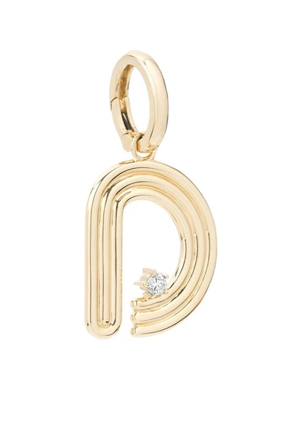 Shop Adina Reyter Groovy Initial Diamond Pendant Charm In Yellow Gold - D