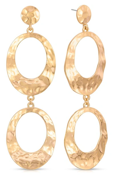 Shop Ettika Hammered Double Oval Drop Earrings In Gold