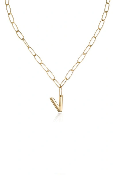 Ettika Paperclip Chain Initial Necklace In Gold - V