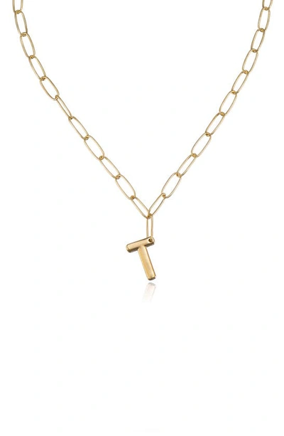 Ettika Paperclip Chain Initial Necklace In Gold - T