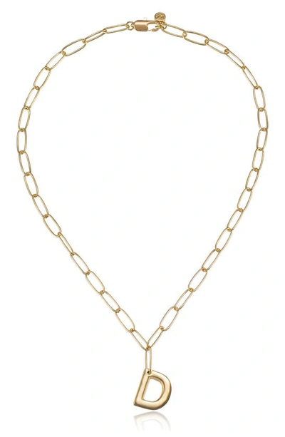 Ettika Paperclip Chain Initial Necklace In Gold - D