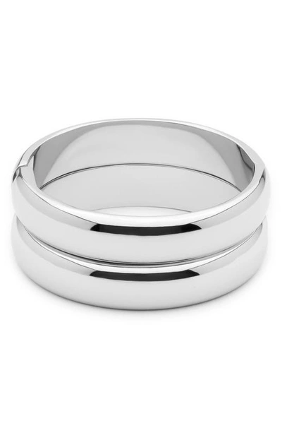 Ettika Set Of 2 Stackable Hinge Bangle Bracelets In Rhodium