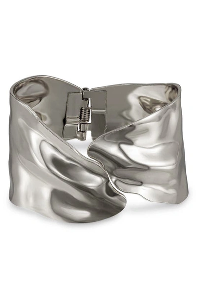 Shop Ettika Abstract Cuff Bracelet In Rhodium