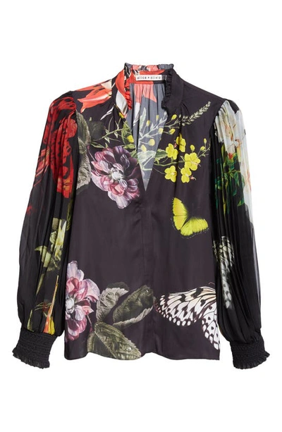 Shop Alice And Olivia Alice + Olivia Ilan Floral Button-up Shirt In Essential Floral