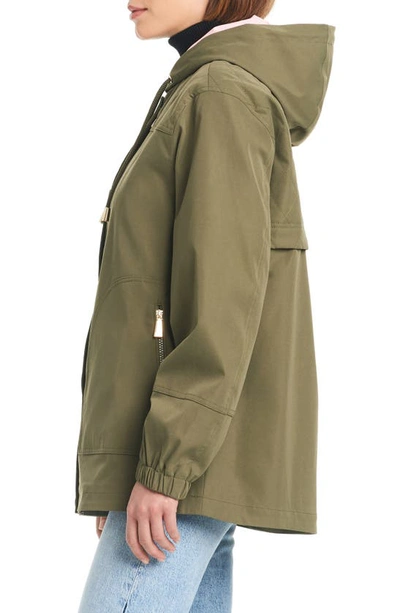 Shop Kate Spade Water Resistant Hooded Raincoat In Spring Olive