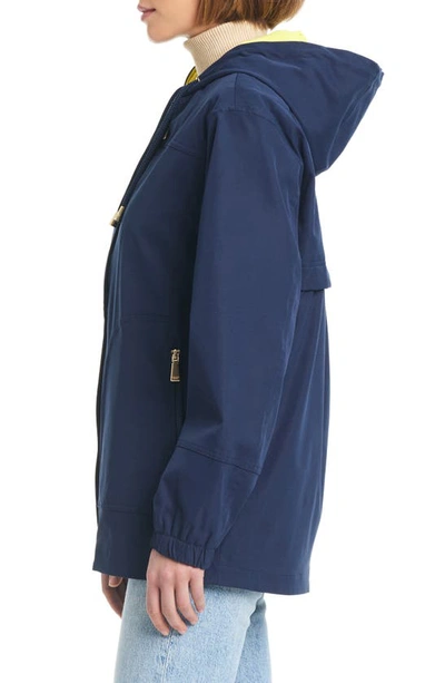 Shop Kate Spade Water Resistant Hooded Raincoat In Squid Ink