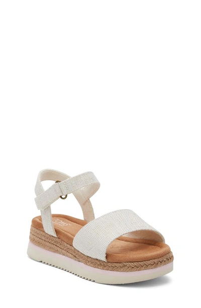 Shop Toms Kids' Diana Ankle Strap Espadrille Platform Wedge Sandal In Natural