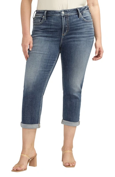 Shop Silver Jeans Co. Elyse Luxe Stretch Comfort Fit Capris In Indigo