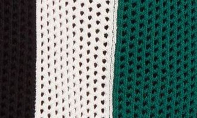 Shop Casablanca Stripe Cotton Knit Shorts In Green/ White Stripe
