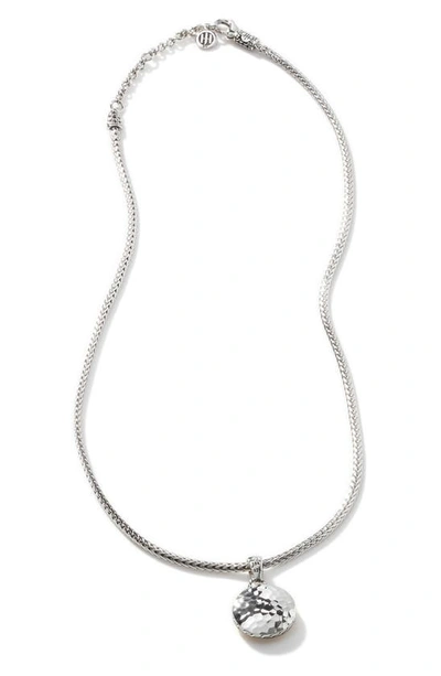 John Hardy Palu Dot Hammered Reversible Pendant Necklace In Silver