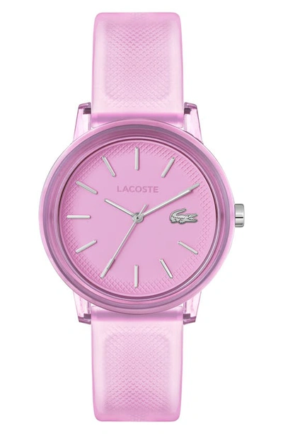 Shop Lacoste L12.12 Silicone Strap Watch, 36mm In Pink