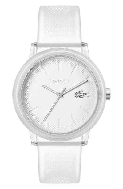 Shop Lacoste L12.12 Silicone Strap Watch, 36mm In White