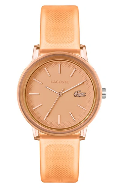 Shop Lacoste L12.12 Silicone Strap Watch, 36mm In Orange