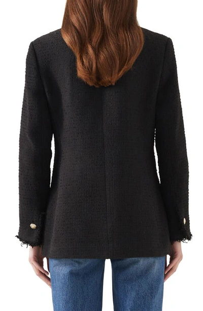 Shop Lk Bennett Mariner Cotton Blend Tweed Blazer In Black