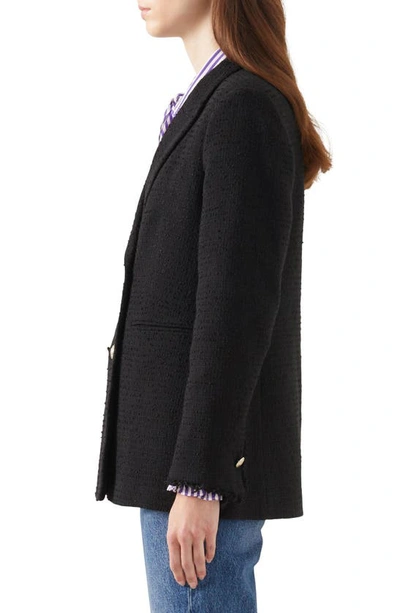Shop Lk Bennett Mariner Cotton Blend Tweed Blazer In Black