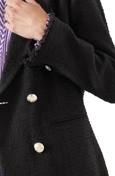 Shop Lk Bennett Mariner Cotton Blend Tweed Blazer In Black