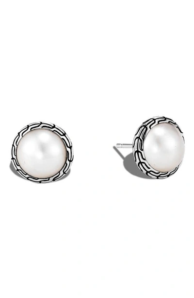 Shop John Hardy Classic Chain Mabé Pearl Stud Earrings In Silver