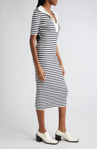 Shop A.l.c Darcy Stripe Midi Sweater Dress In Navy/ Bone