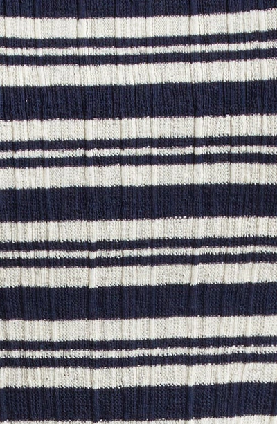 Shop A.l.c Fisher Stripe Rib Cotton Blend Top In Navy/ White