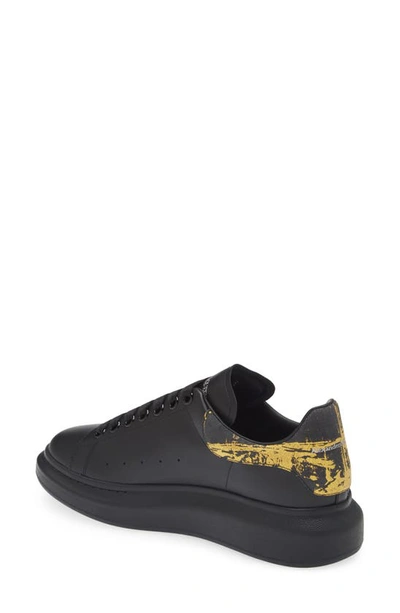 Shop Alexander Mcqueen Fold Print Oversized Leather Sneaker In Black/ Gold